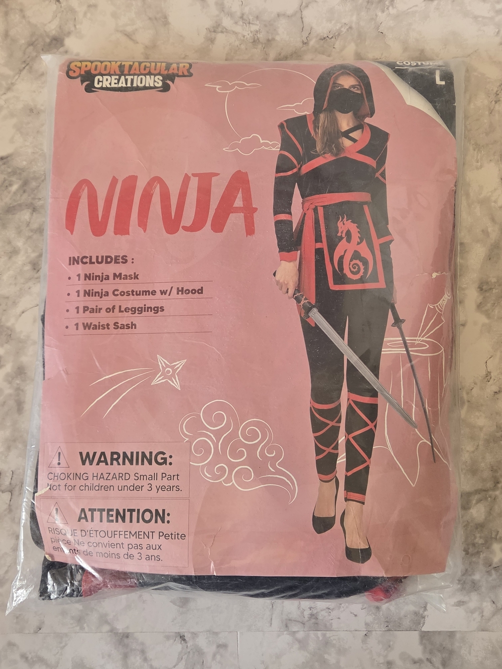 Women's Large Red & Black Ninja Costume